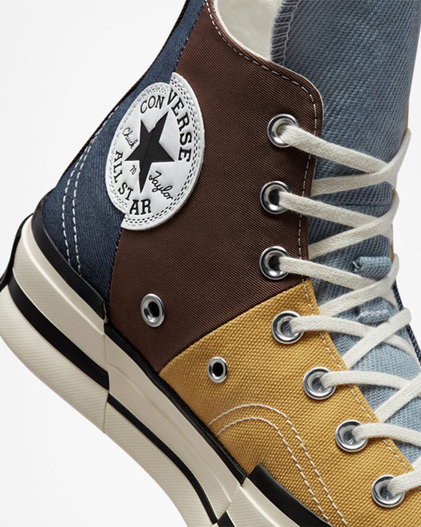 Men's Converse Chuck 70 Plus Material Mashup High Top Shoes Brown / Navy | AU 15940P